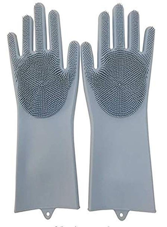 XML Silicone Dish Washing Gloves, Silicon Cleaning Gloves, Silicon Hand Gloves for Kitchen Dishwashing and Pet Grooming, Great for Washing Dish, Car, Bathroom (Multicolour, Pack of 1) - Image 1